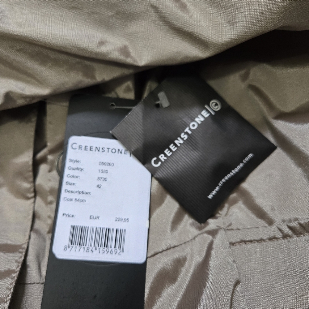 CREENSTONE NWT Metallic Tan Double-Breasted Coat. Size 42/ Med - Picture 13 of 16